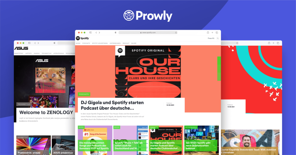 Examples of online newsrooms created with Prowly