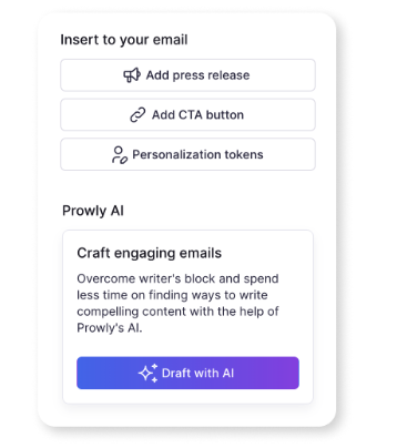 Prowly software screenshot: AI in emails