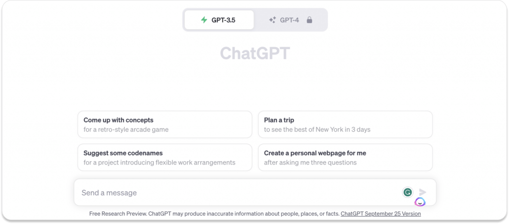 ChatGPT: AI marketing tools interface screenshot