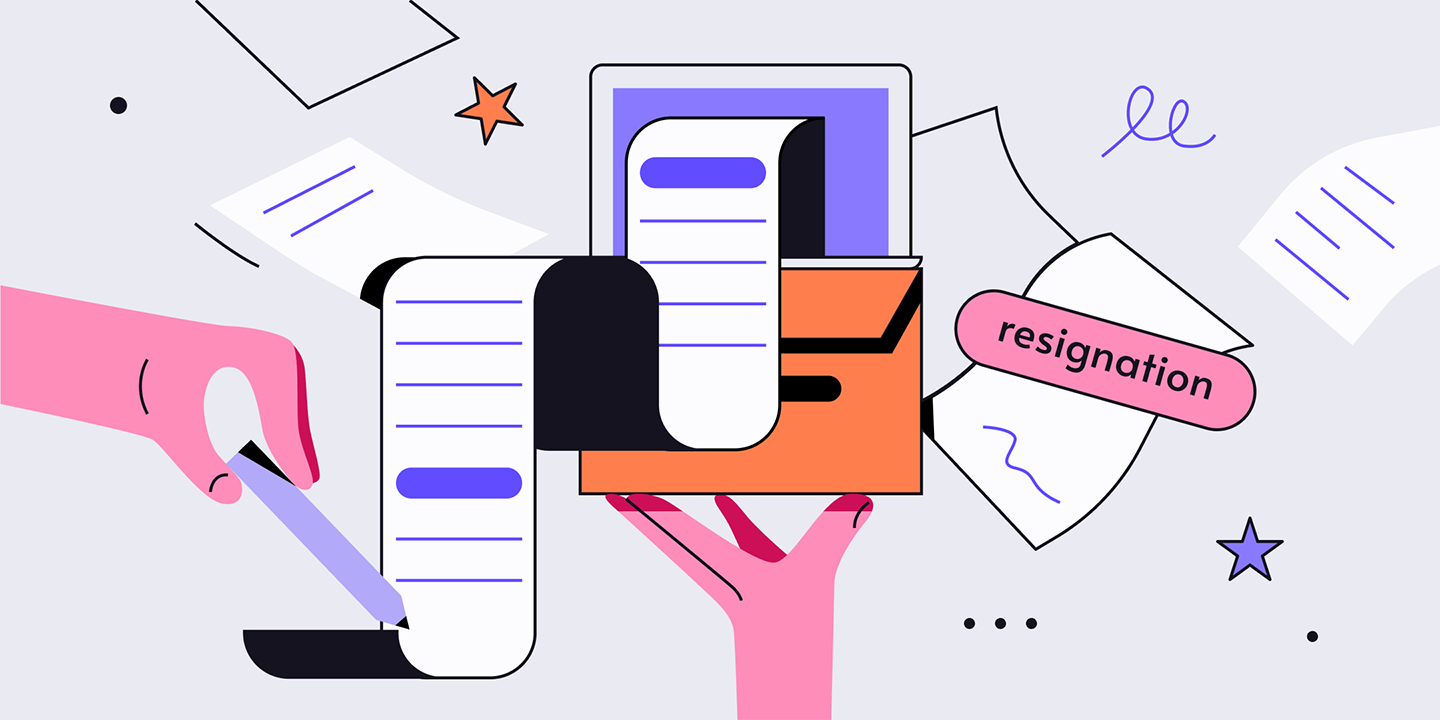 a flat lay illustration of a document saying resignation