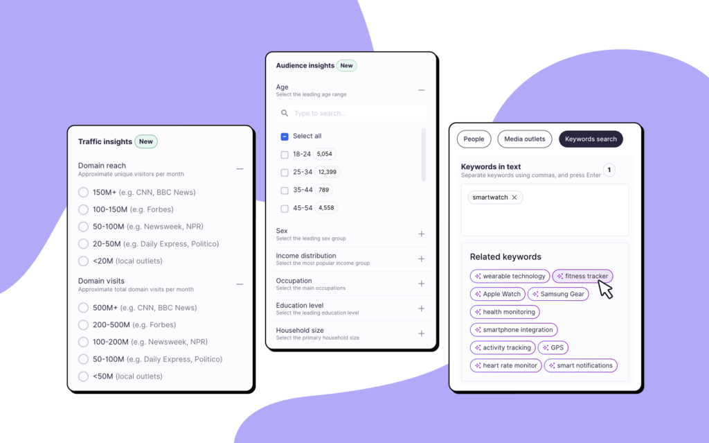 Prowly's Media Database advanced filters