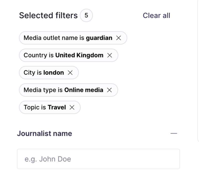 Prowly's media database filters